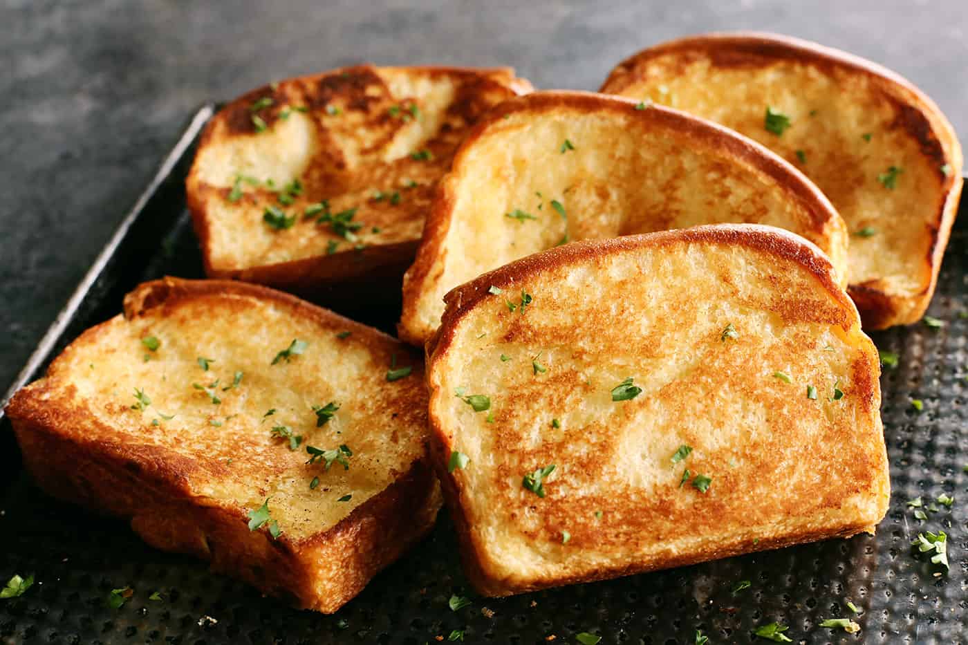 Slices of homemade garlic bread