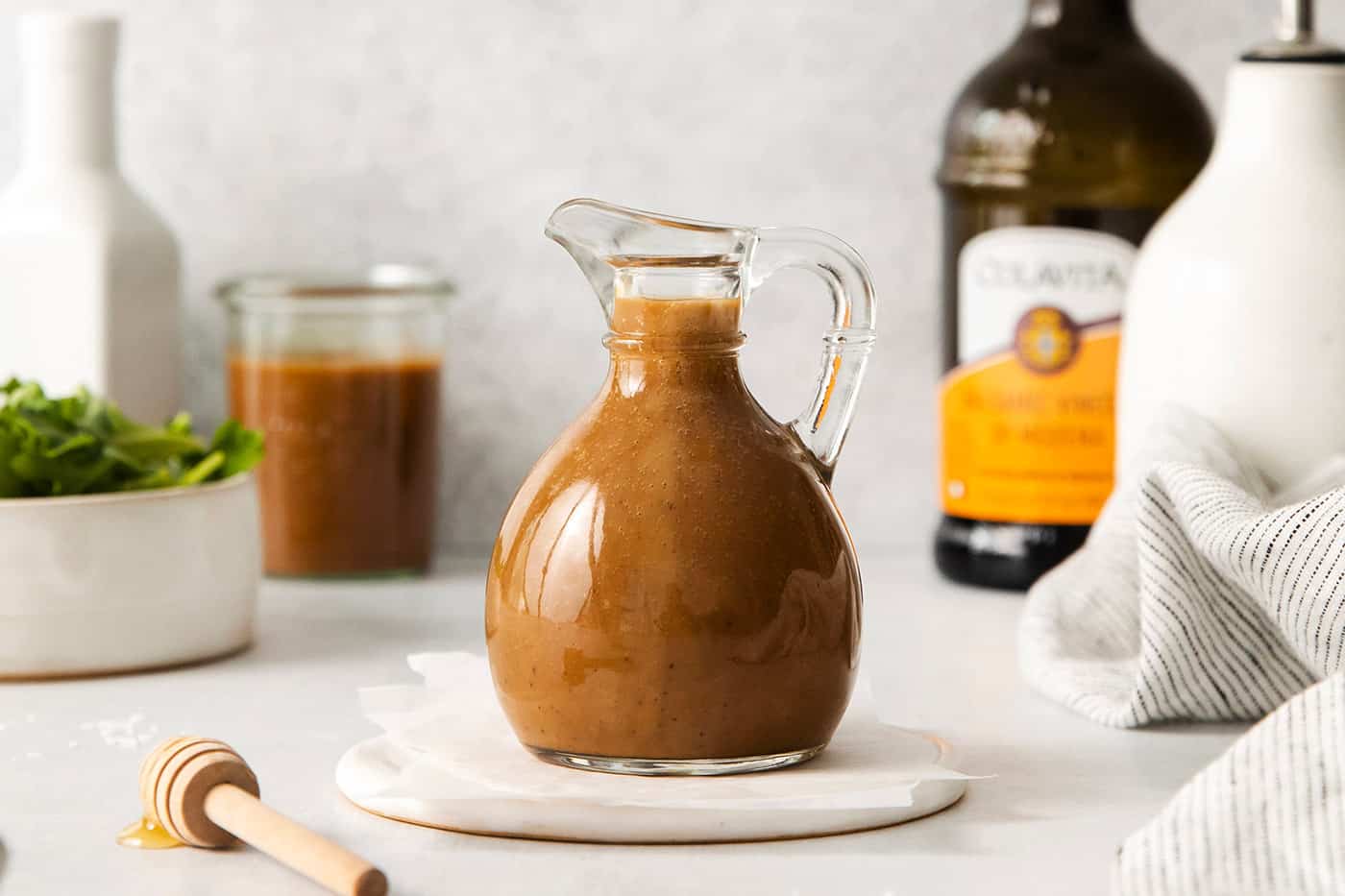 Balsamic vinaigrette in a cruet