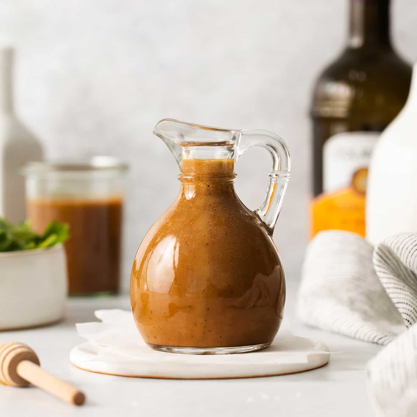 Balsamic dressing in a cruet