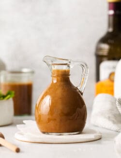 Balsamic vinaigrette in a cruet