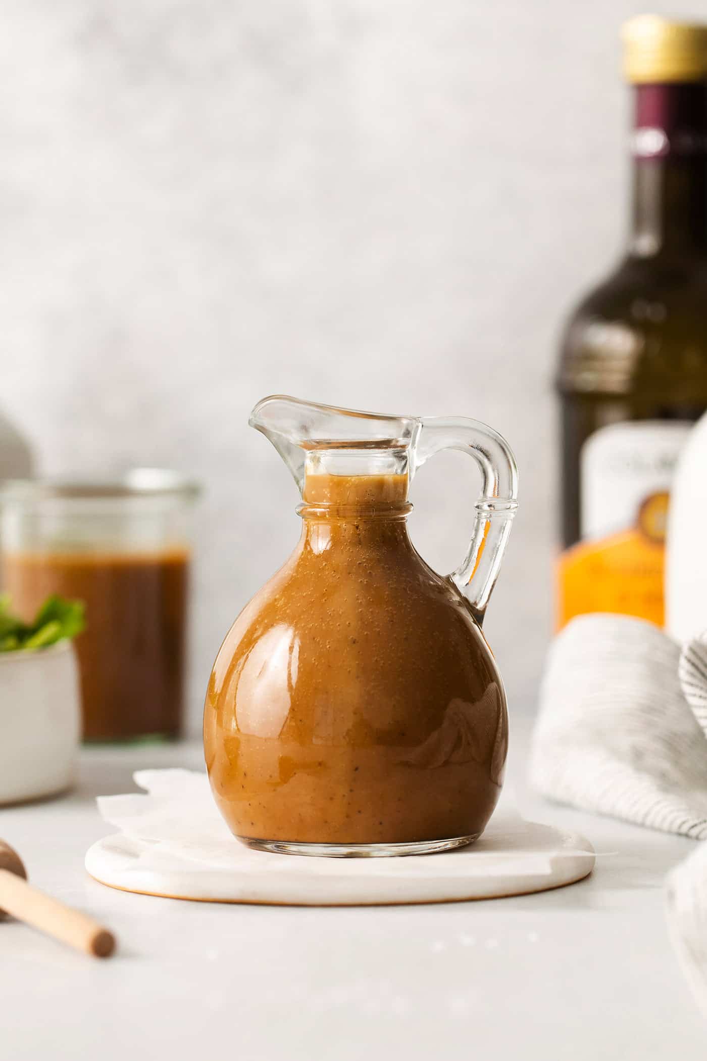 Balsamic vinaigrette in a cruet