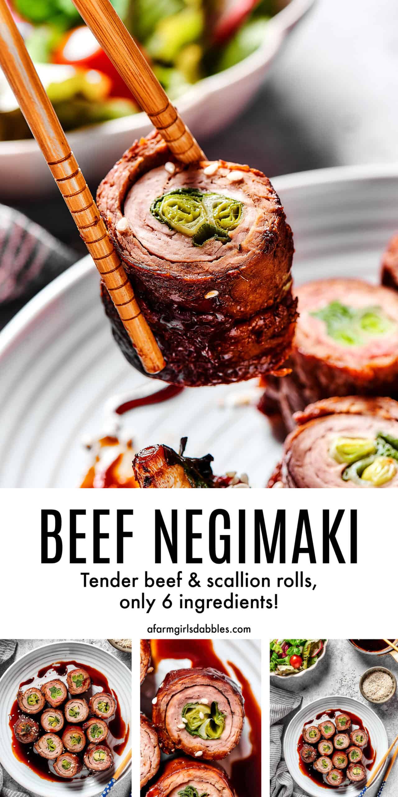 Pinterest image for beef negimaki