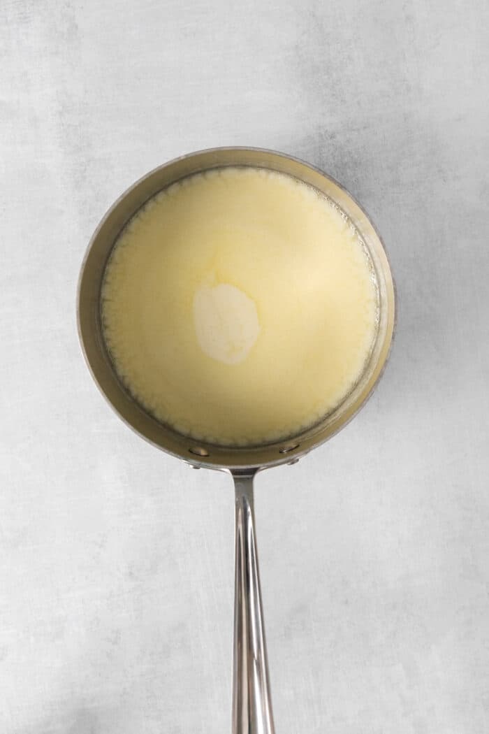 Buttermilk and sugar in a saucepan