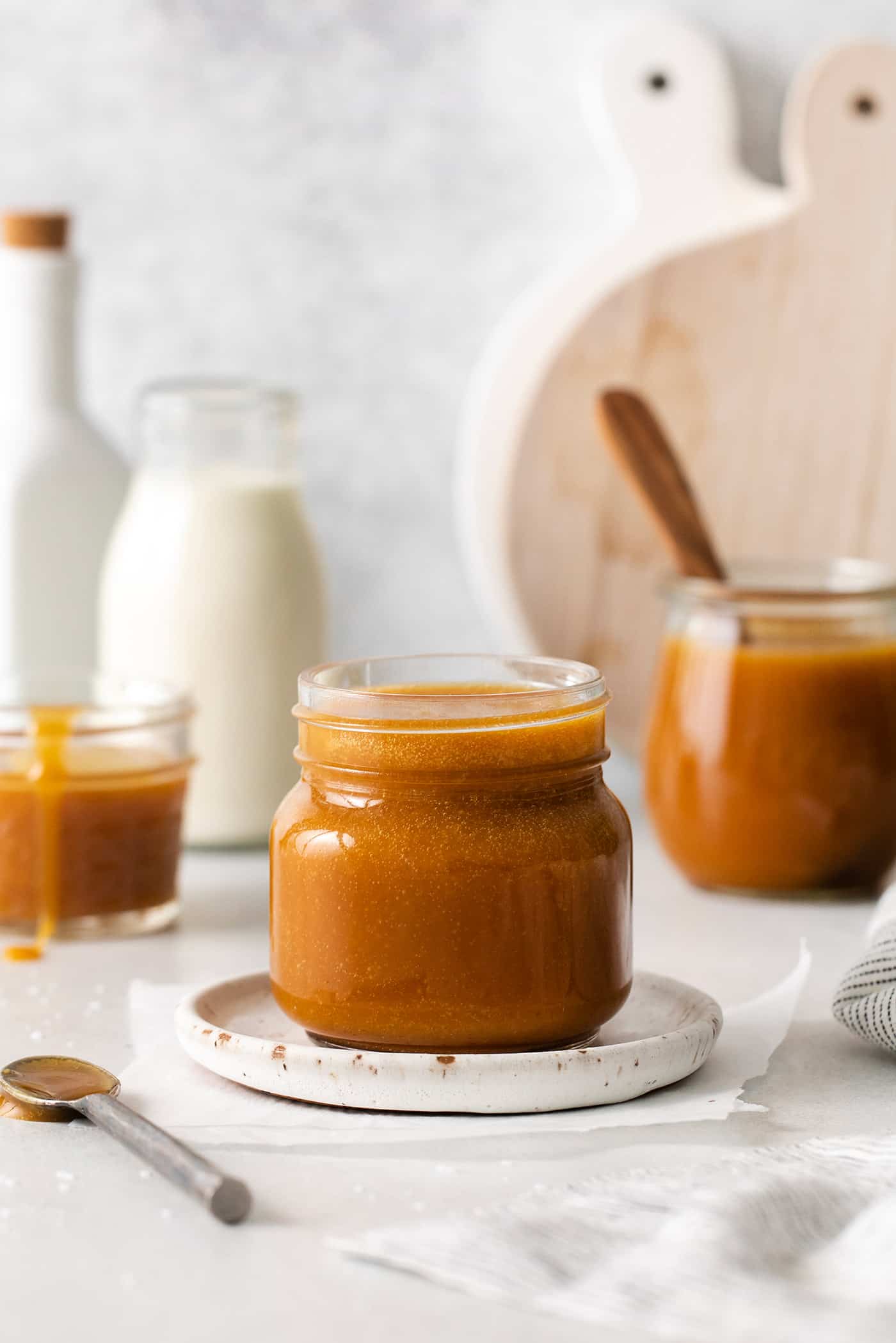 A jar of buttermilk caramel sauce