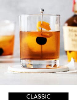 Pinterest image for classic manhattan cocktail