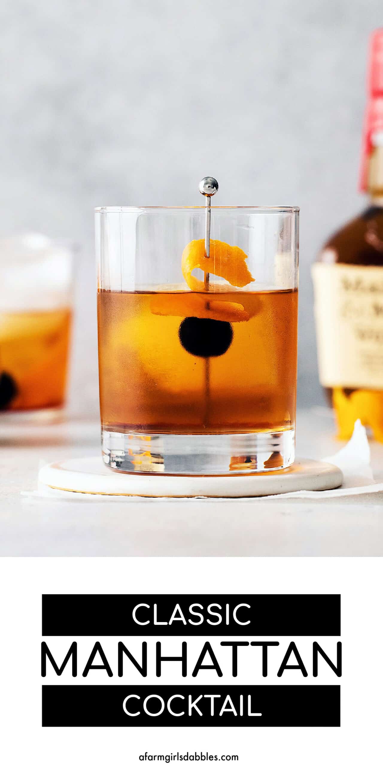 Pinterest image for classic manhattan cocktail