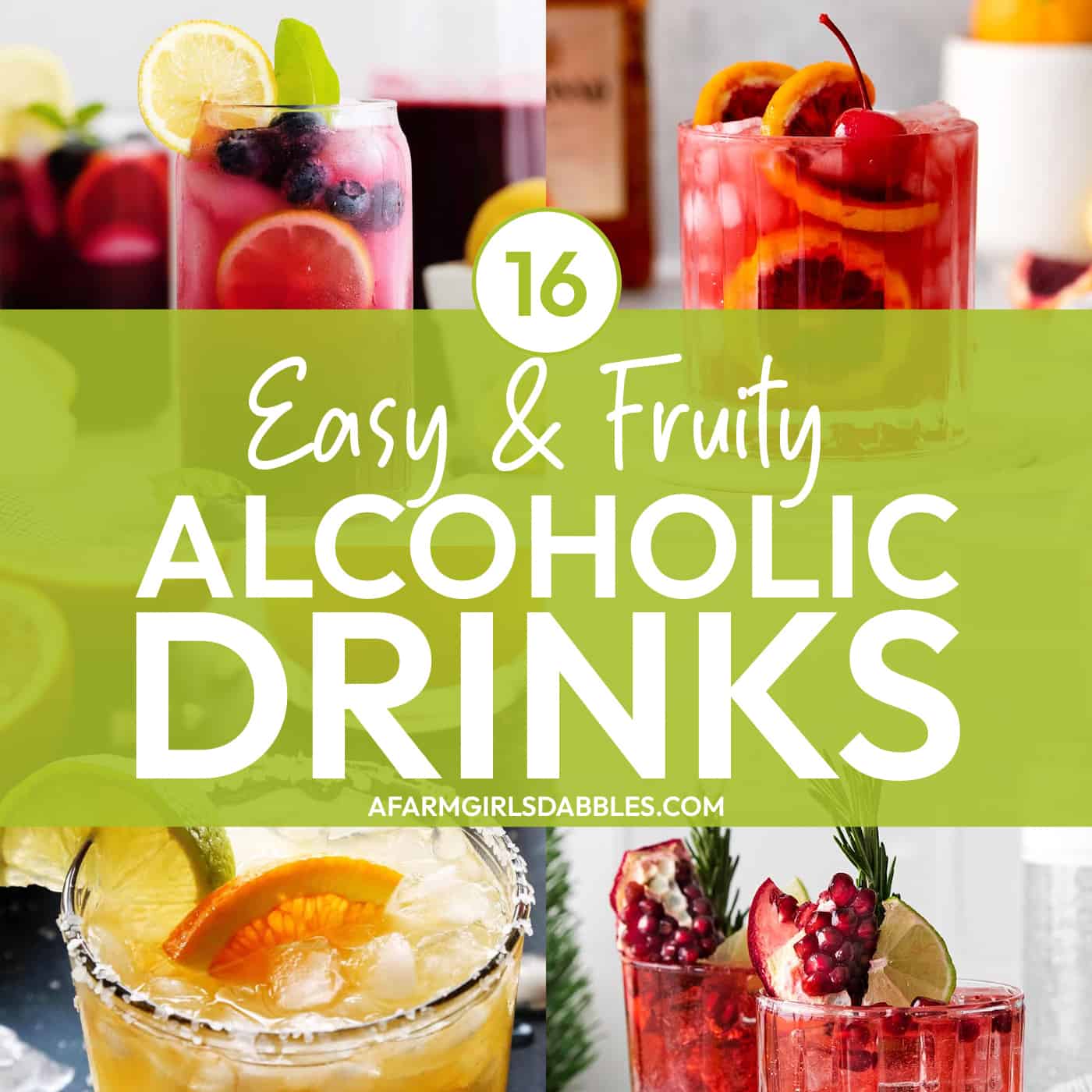 collage of easy and fruity alcoholic drinks