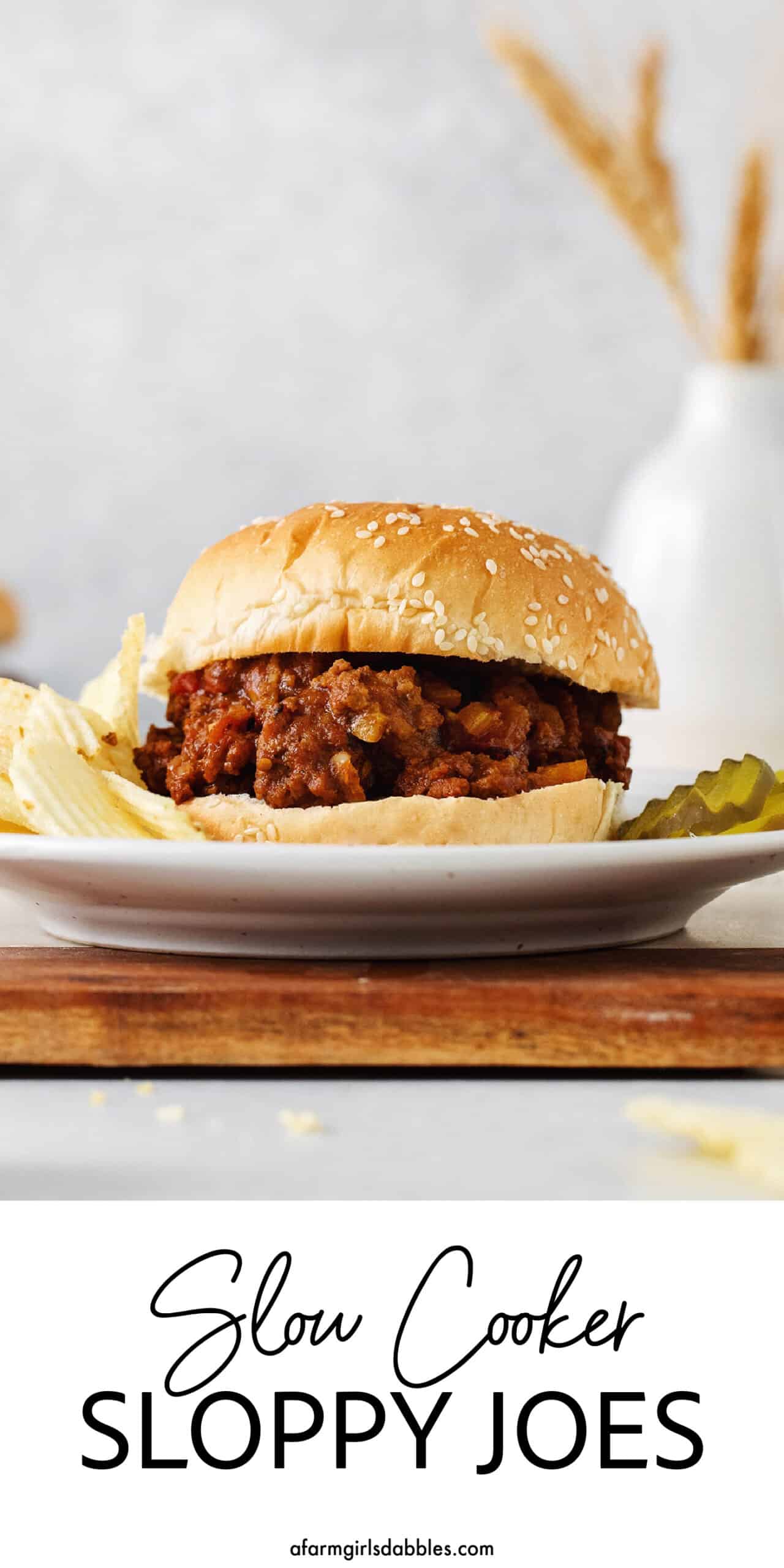 Pinterest image for slow cooker sloppy joes