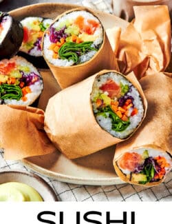 Pinterest image for sushi burrito