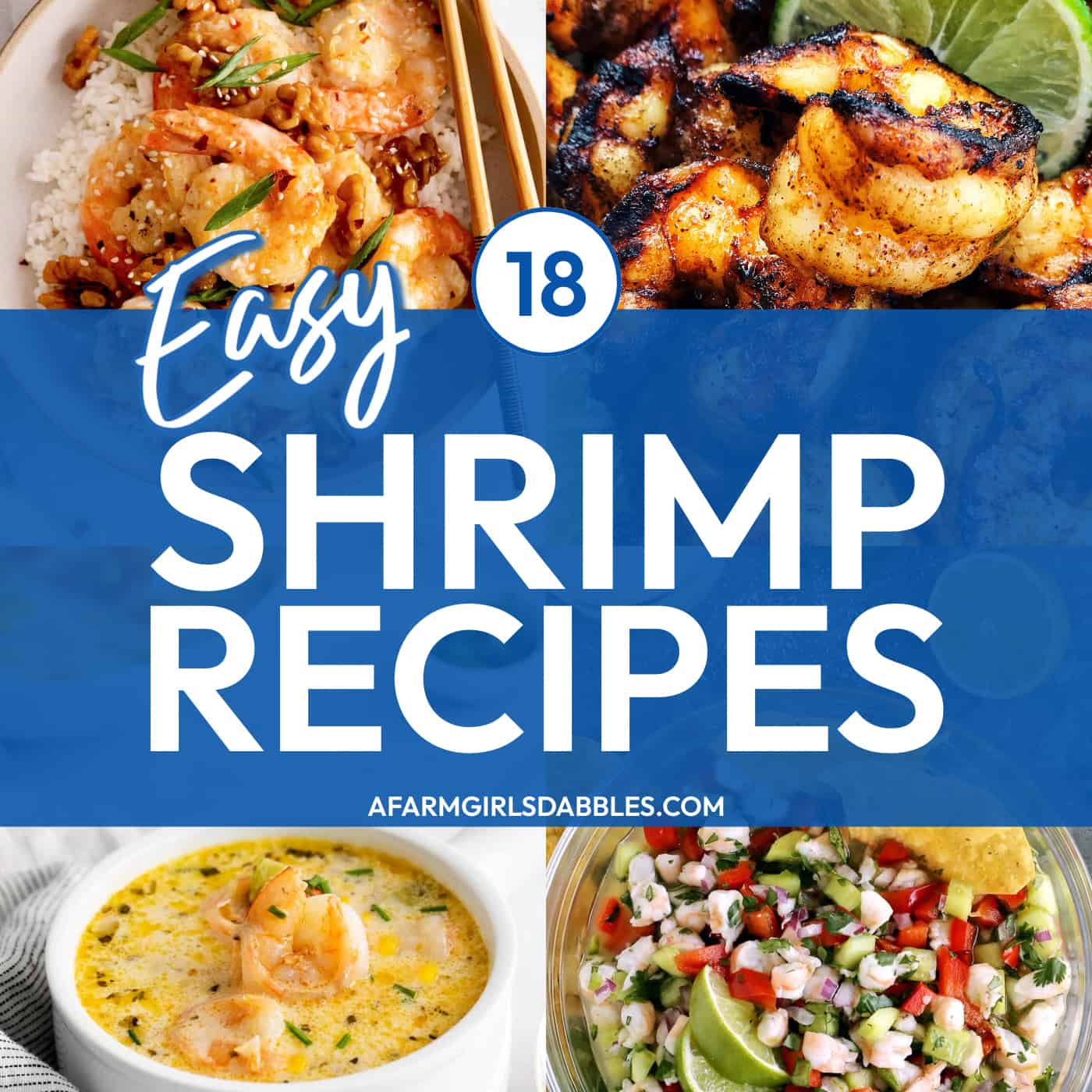 photo collage for 18 easy shrimp recipes