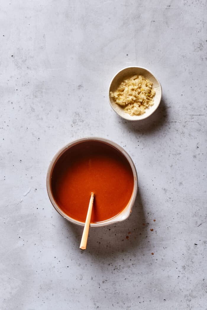 Cashew chicken sauce in a small bowl