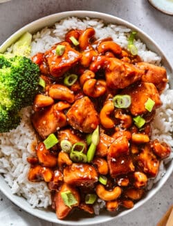 Close up of chicken cashew stir fry