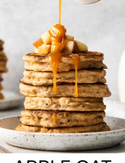 Pinterest image for apple oat pancakes