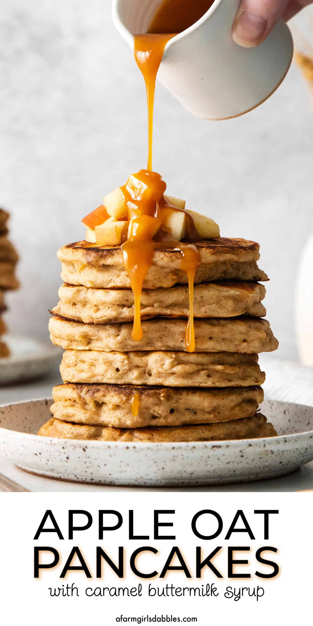 Pinterest image for apple oat pancakes