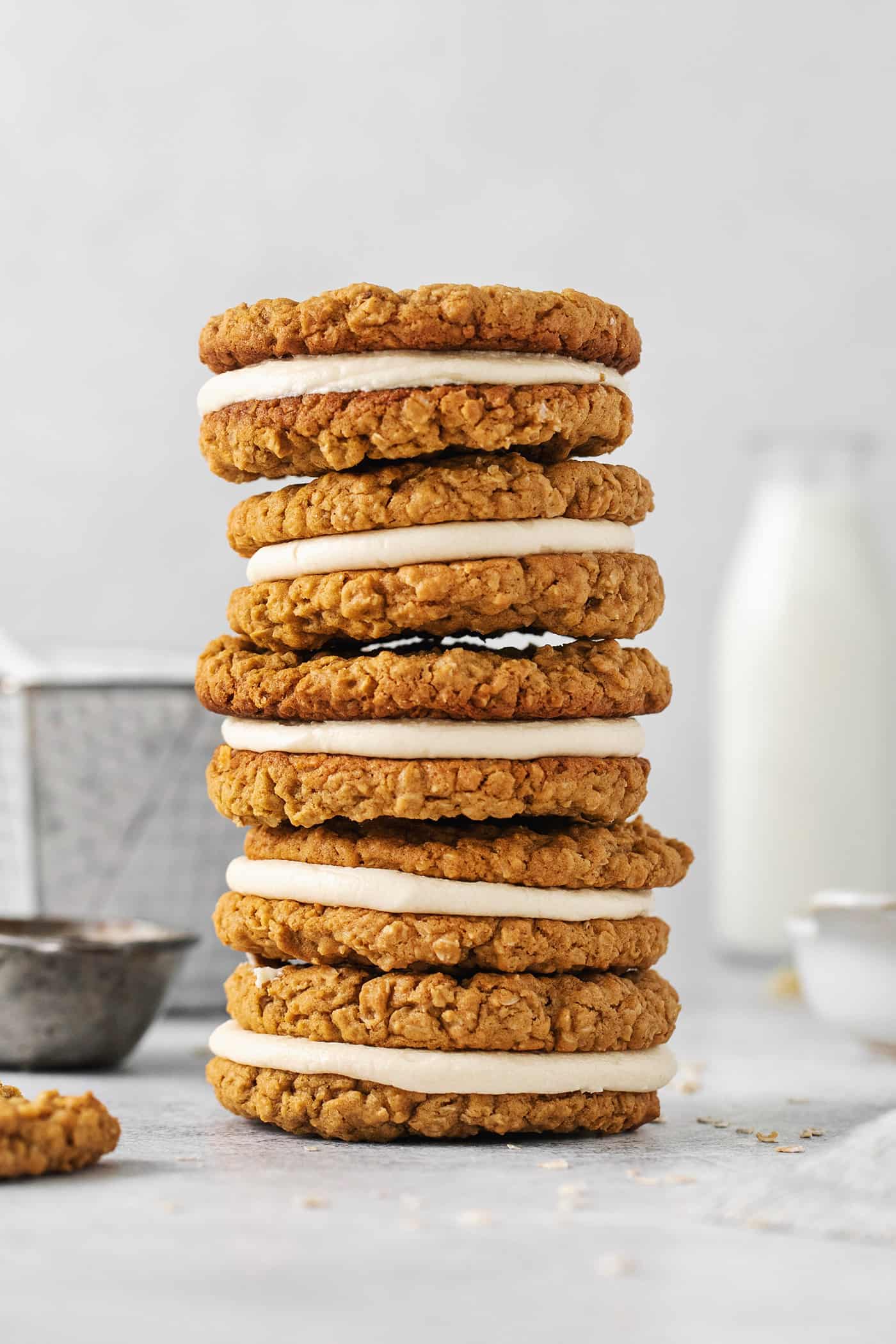 A stack of oatmeal cream pies