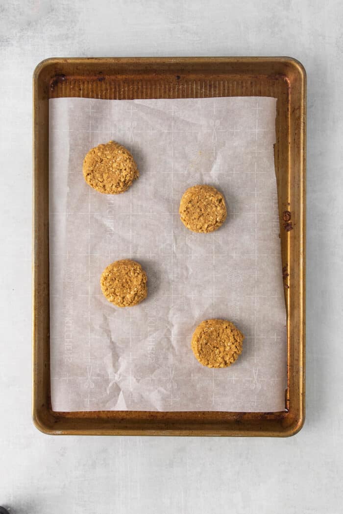 Oatmeal cookies on a baking sheet