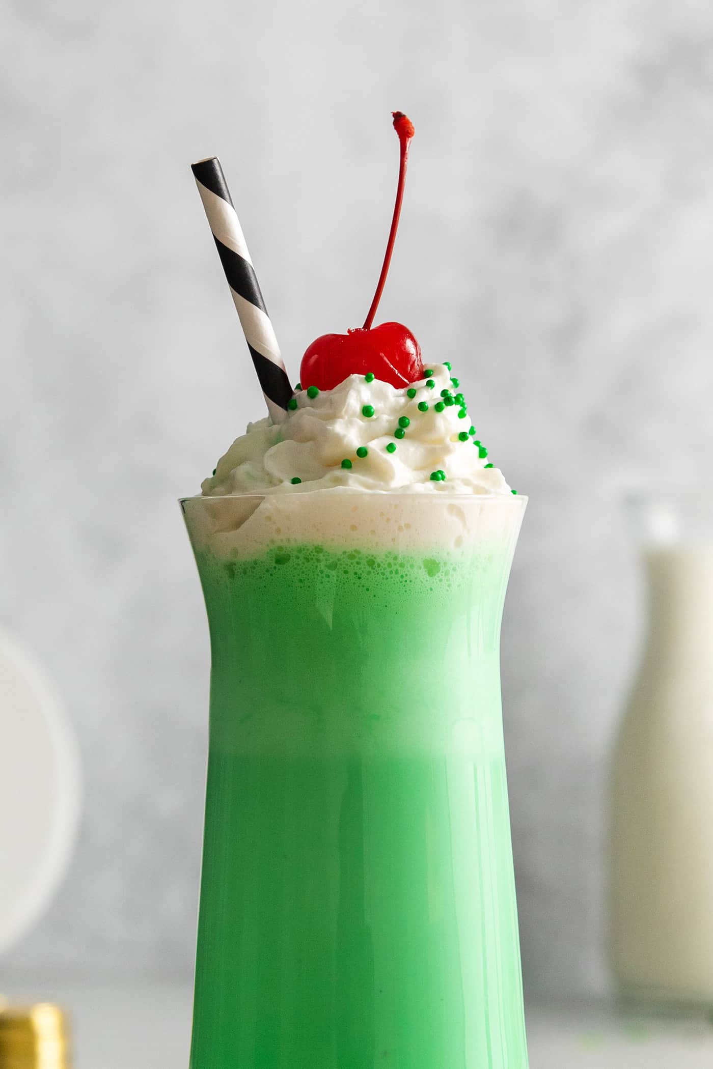 Close up of Shamrock shake toppings