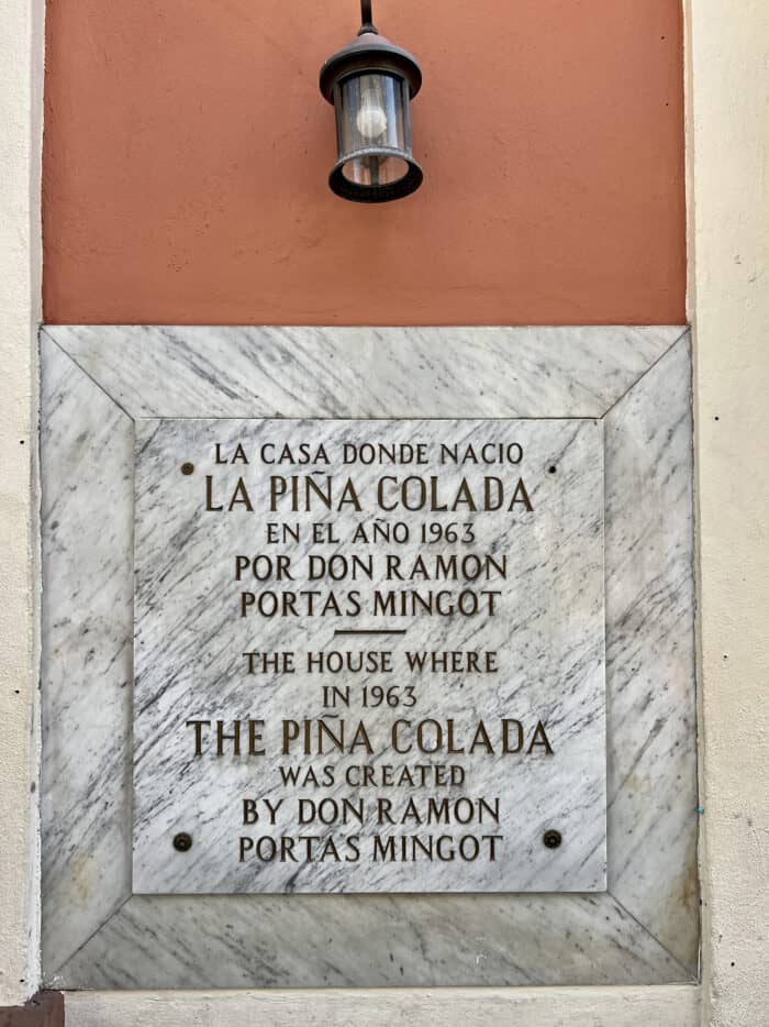 A marble plaque at Barrachina restaurant in Puerto Rico