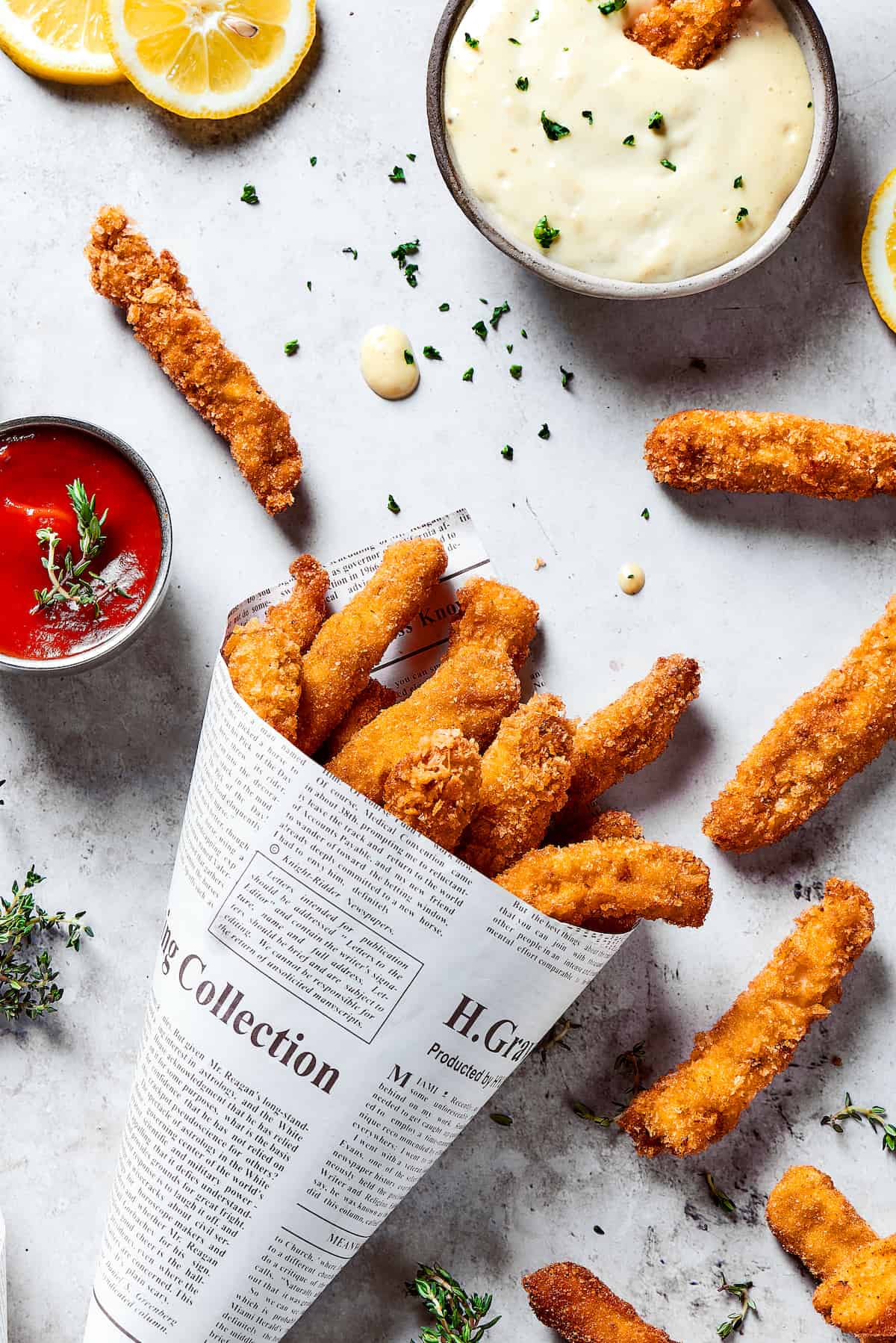 A newspaper funnel of chicken fries