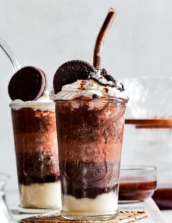 Two Starbucks copycat mocha cookie crumble frappuccinos