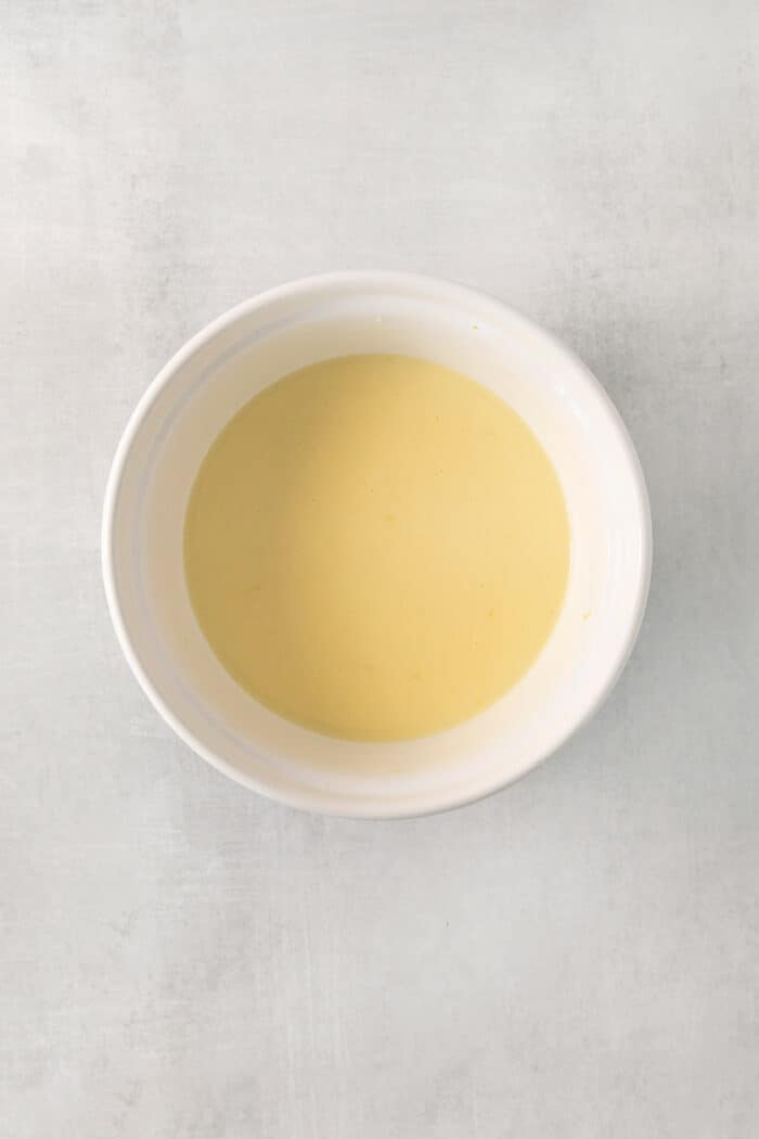 Liquid is added to waffle batter.