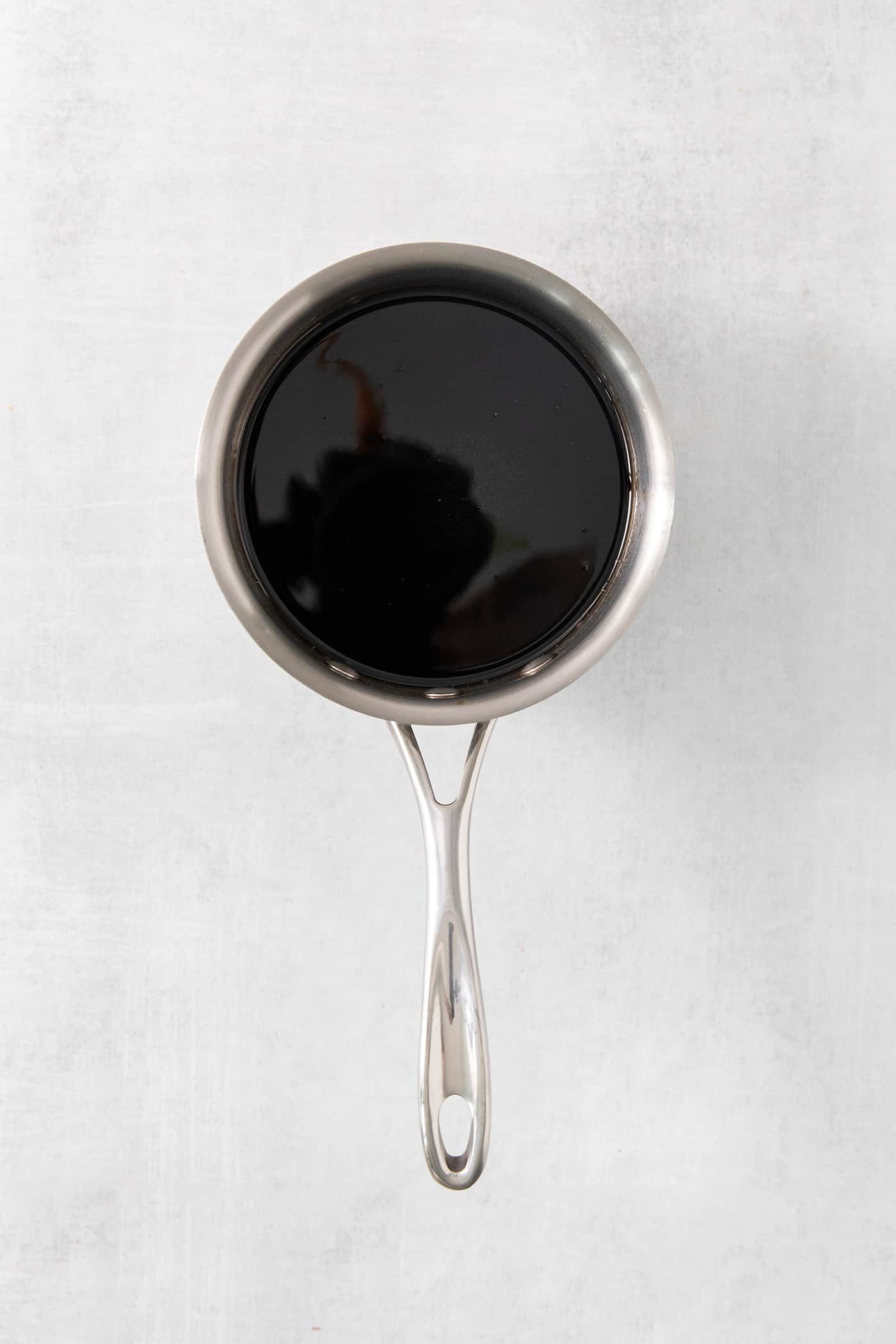 Brown sugar syrup in a saucepan