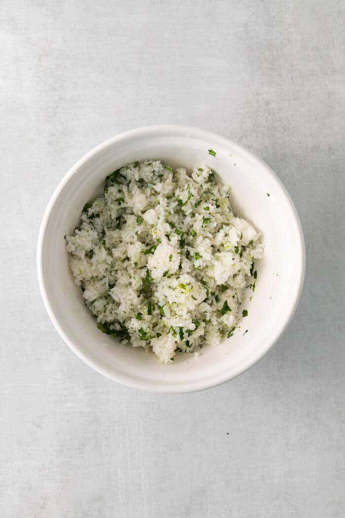 Cilantro lime rice mixed in a bowl