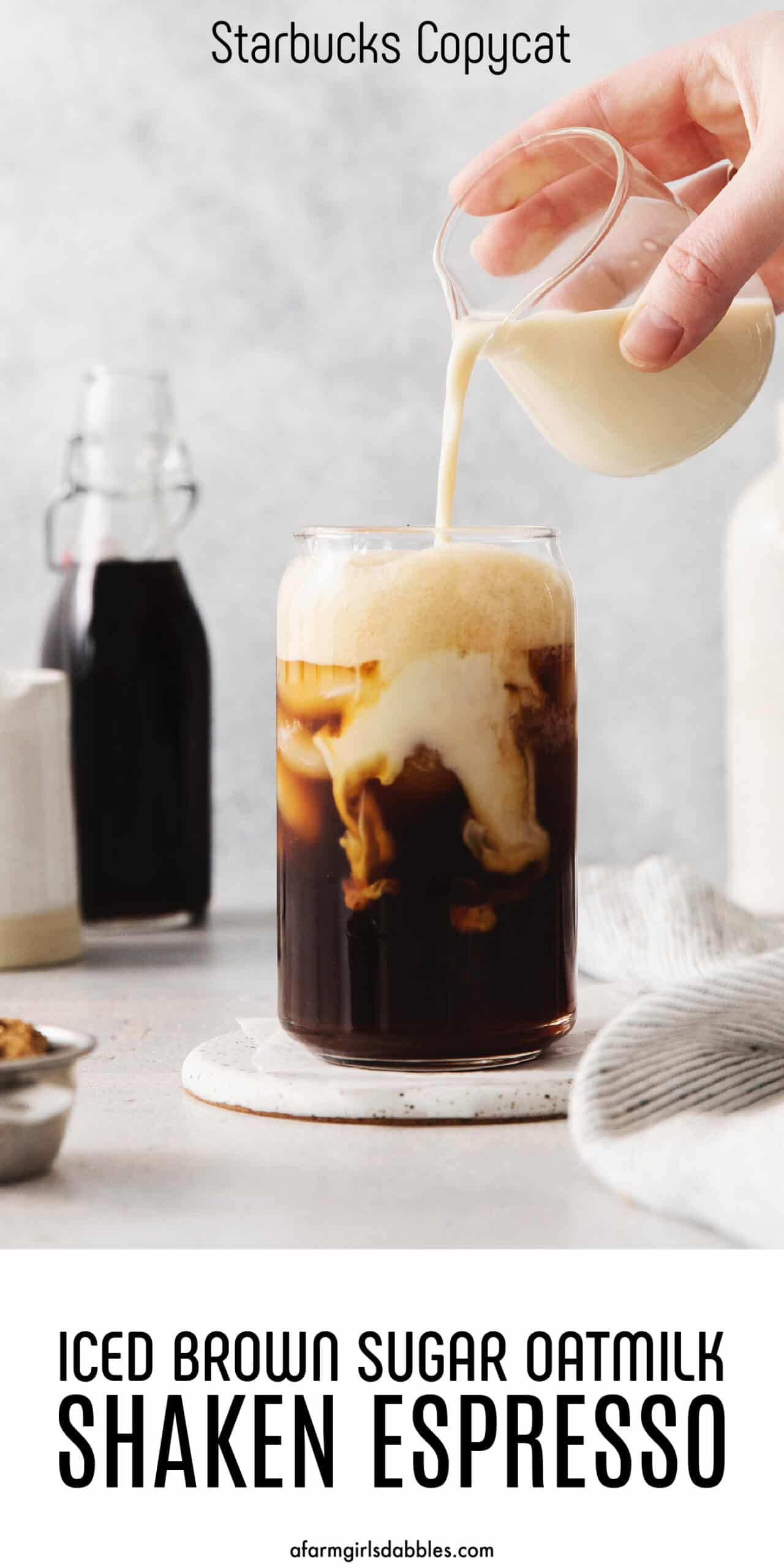 Pinterest image for iced brown sugar oatmilk shaken espresso