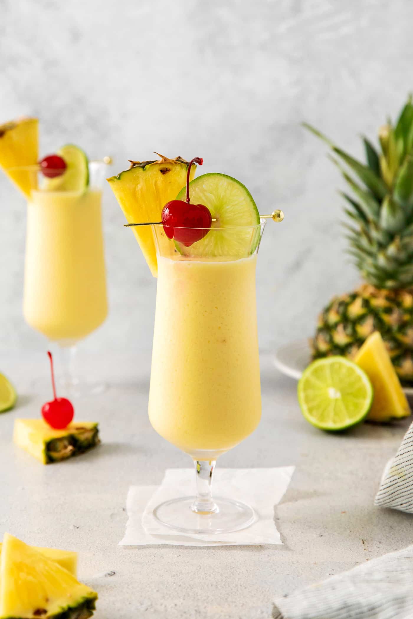 Pina colada in a cocktail glass