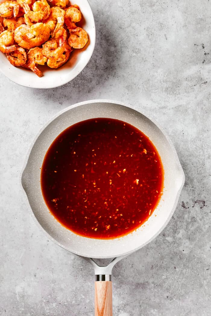 Firecracker sauce in a skillet