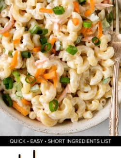 Pinterest image for Hawaiian macaroni salad