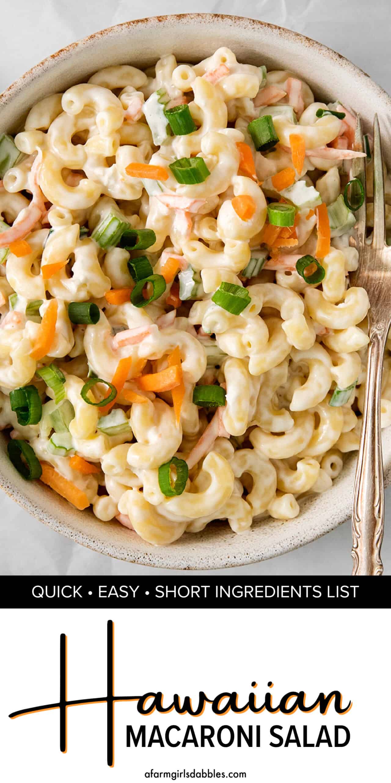 Pinterest image for Hawaiian macaroni salad