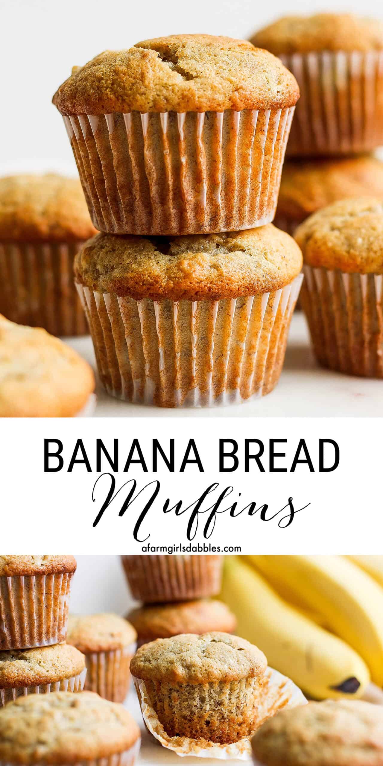 Pinterest image for banana bread muffins