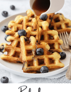 Pinterest image for blueberry waffles