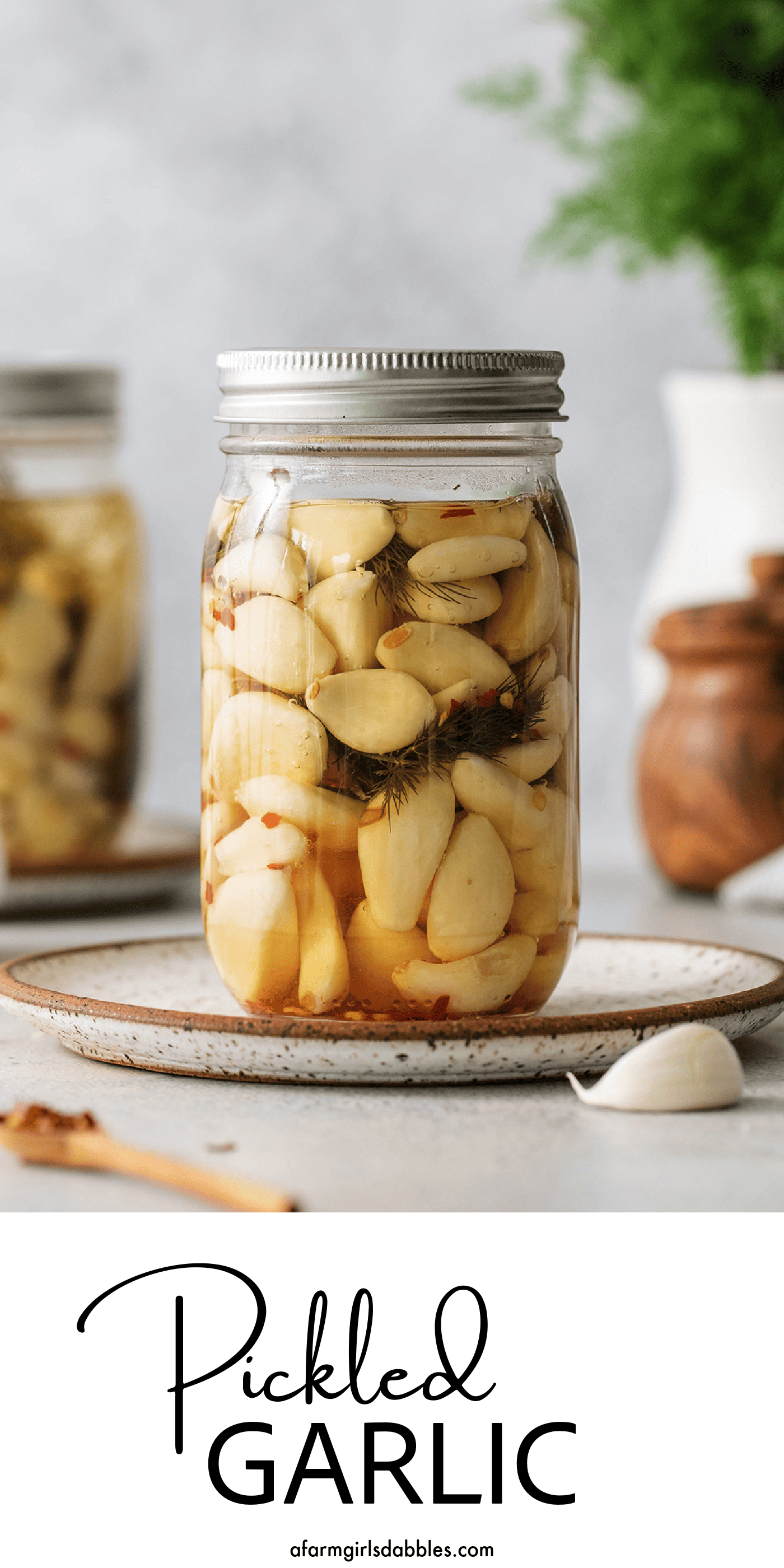 Pinterest image for pickled garlic