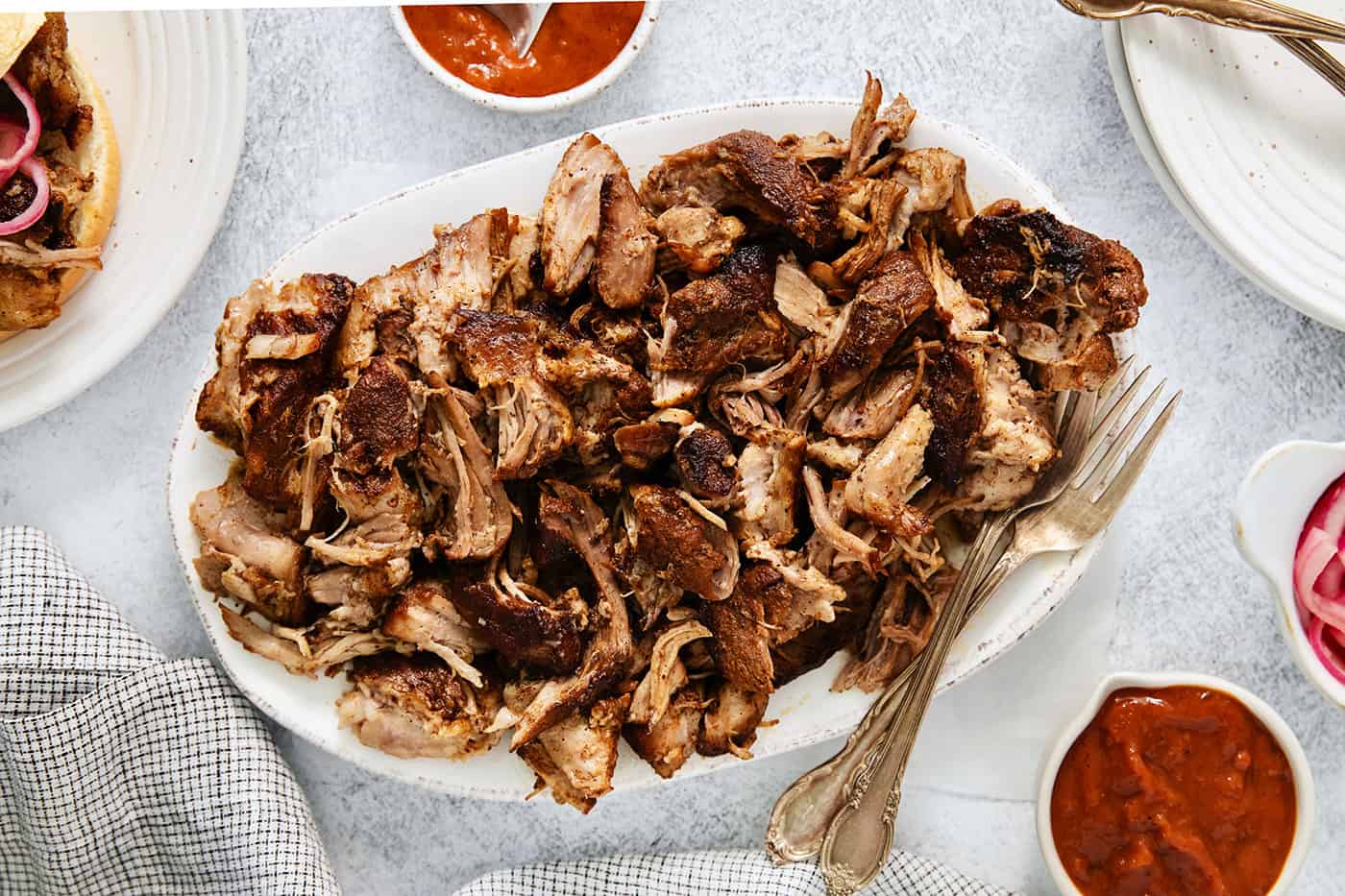 A platter of pulled pork.