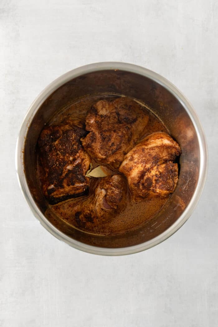 Pork cooks in an Instant Pot.