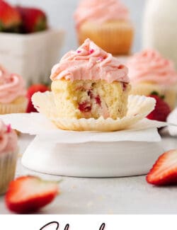 Pinterest image for strawberry cupcakes