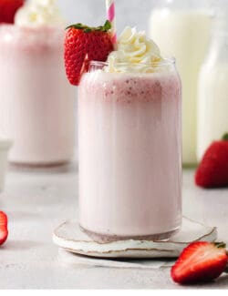 Pinterest image for strawberry milk