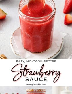 Pinterest image for strawberry sauce