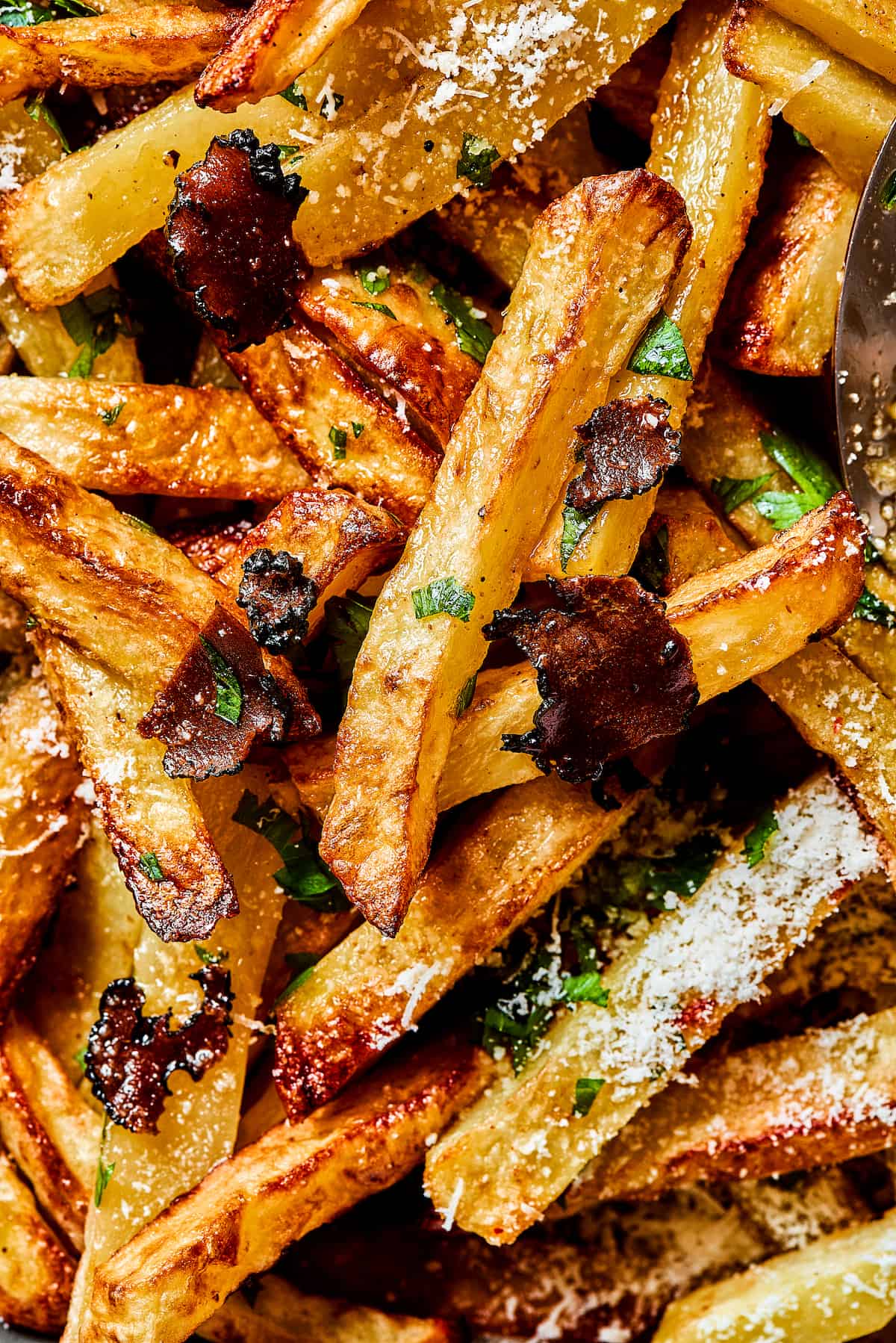 Close up of truffle fries.