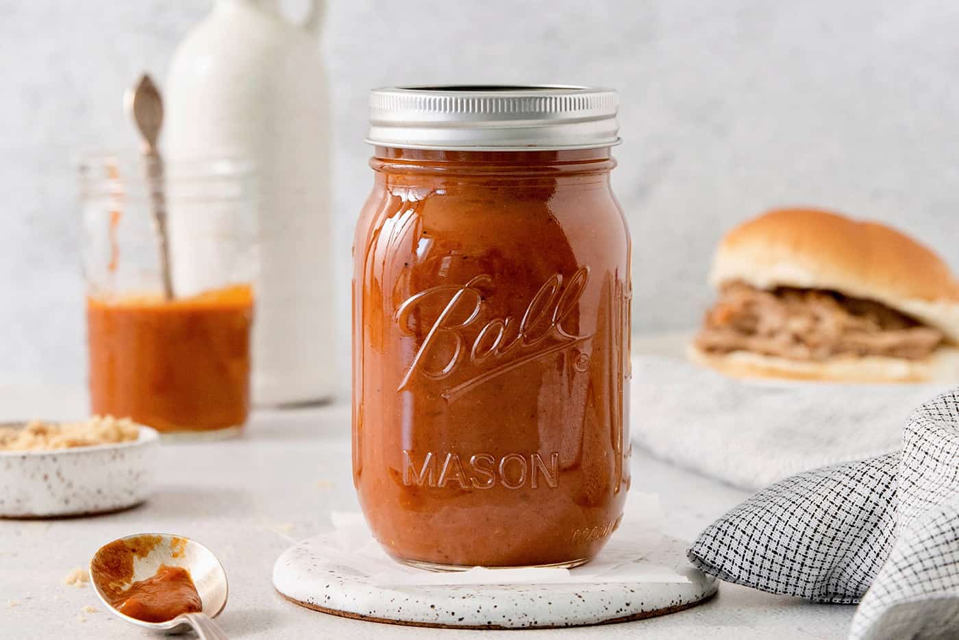 a jar of homemade barbecue sauce