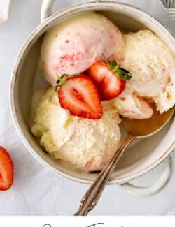 Pinterest image for creme fraiche strawberry ice cream