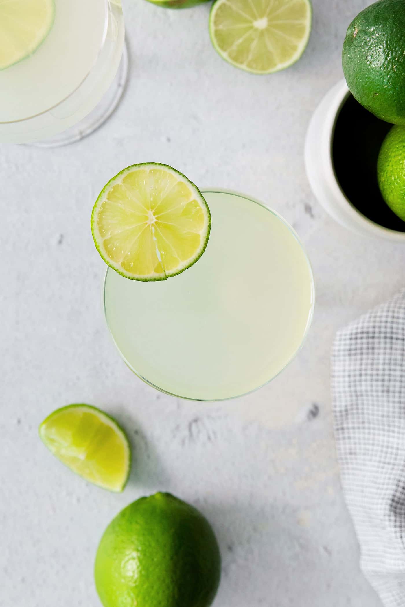 Overhead view of a classic daiquiri drink