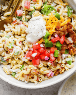 Pinterest image for bacon ranch pasta salad