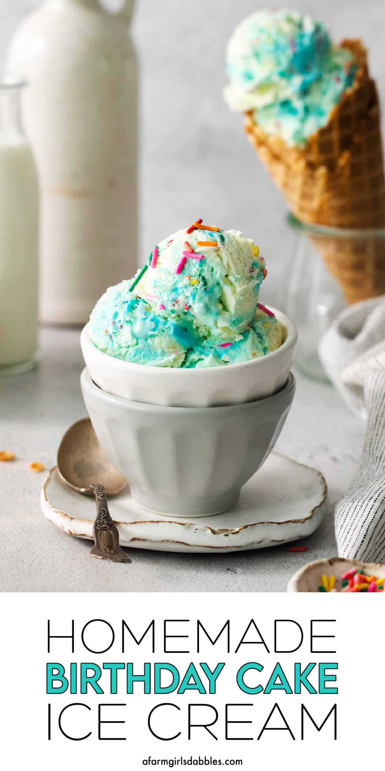 Pinterest image for birthday cake ice cream