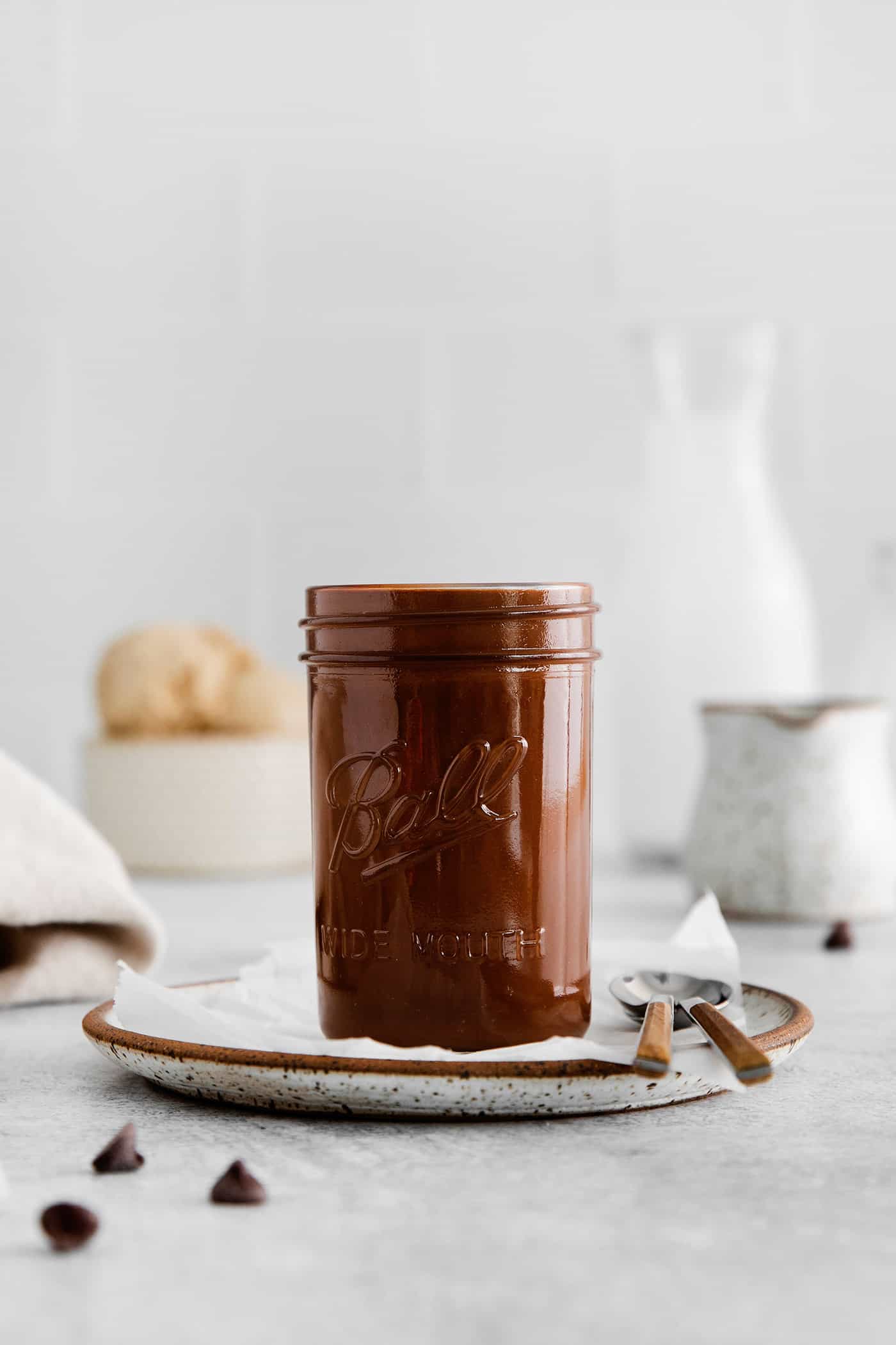 A jar of chocolate magic shell.