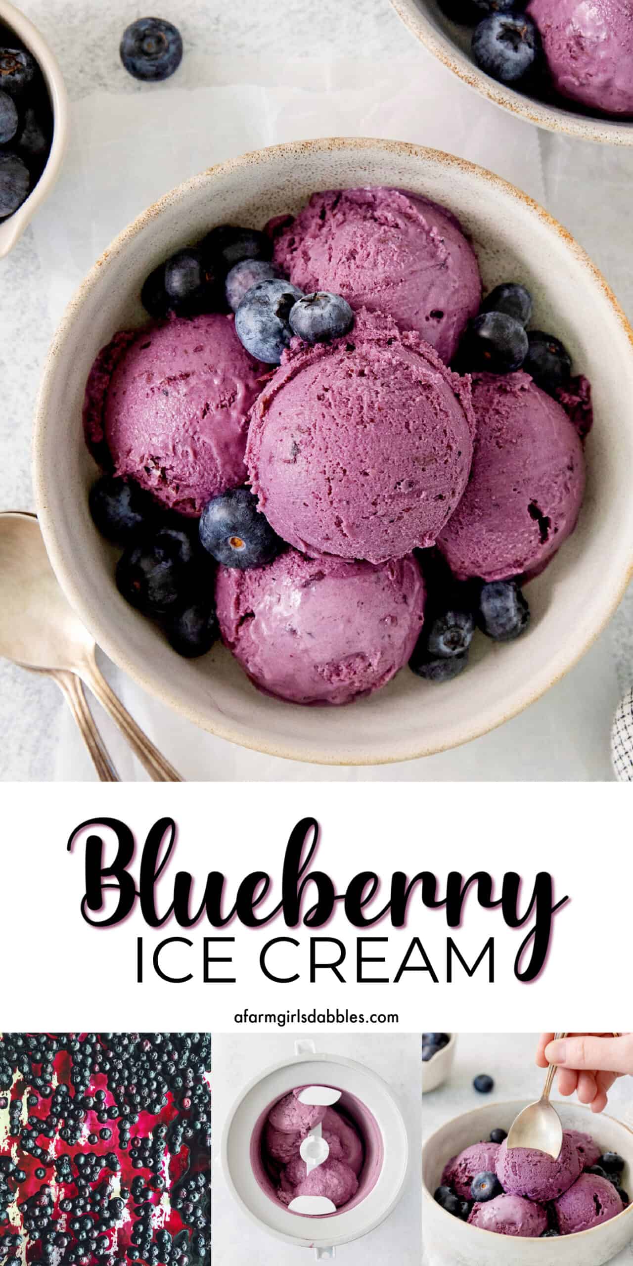 Pinterest image for blueberry ice cream