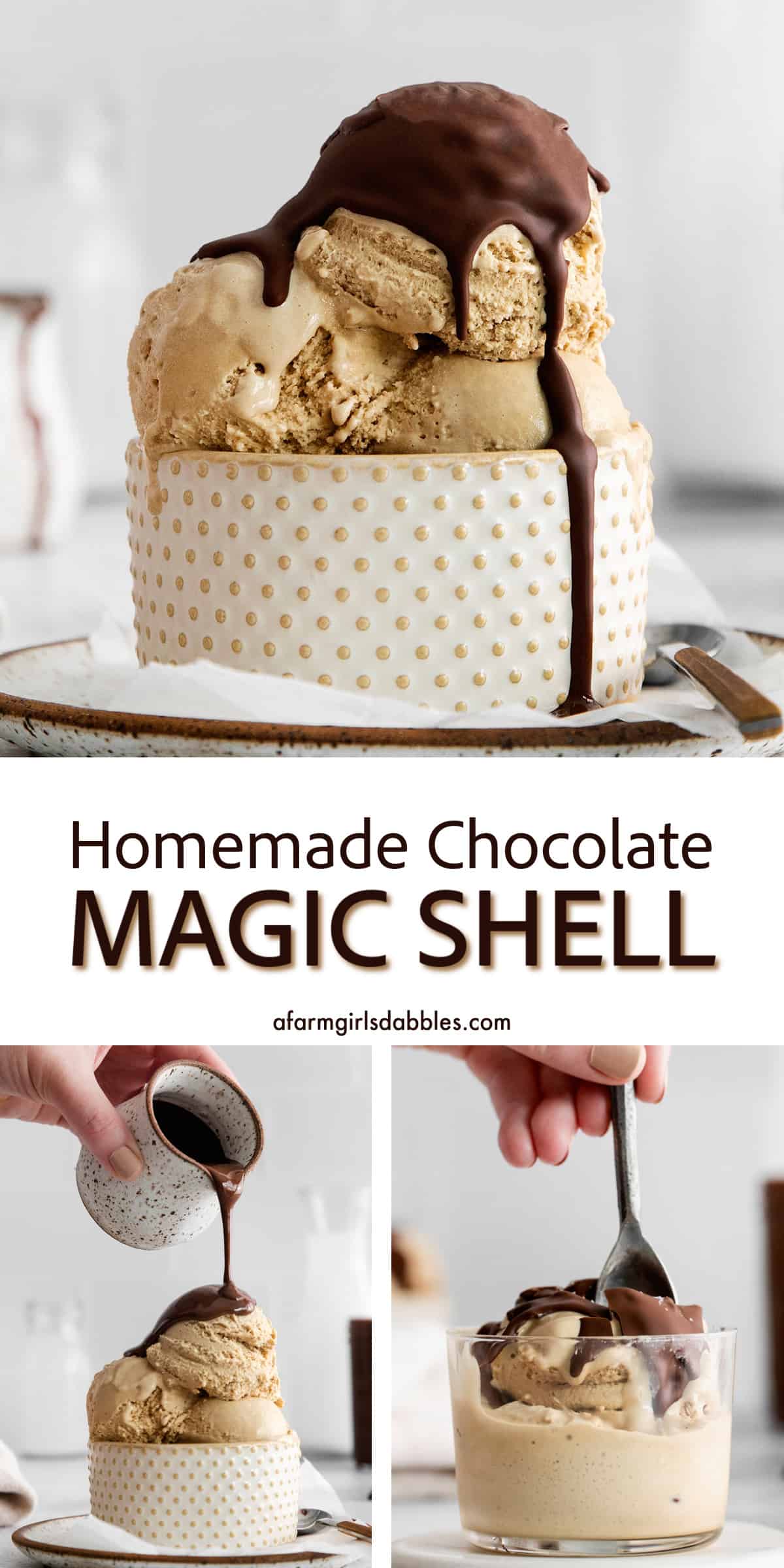 Pinterest image for homemade chocolate magic shell