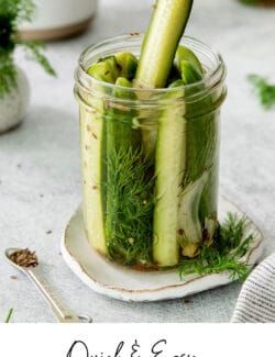 Pinterest image for refrigerator dill pickles